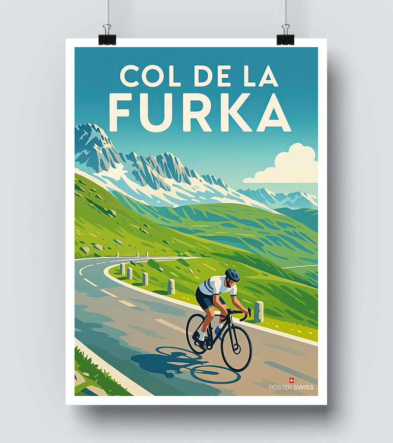 Affiche Col De La Furka En Velo