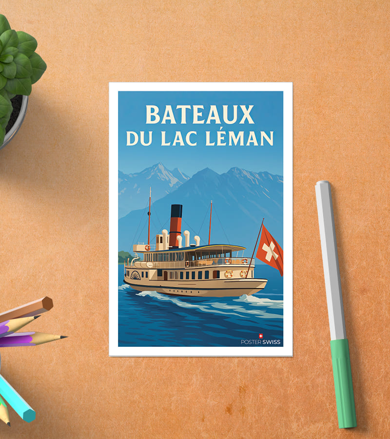 Carte Postale Bâteau sur Lac Léman