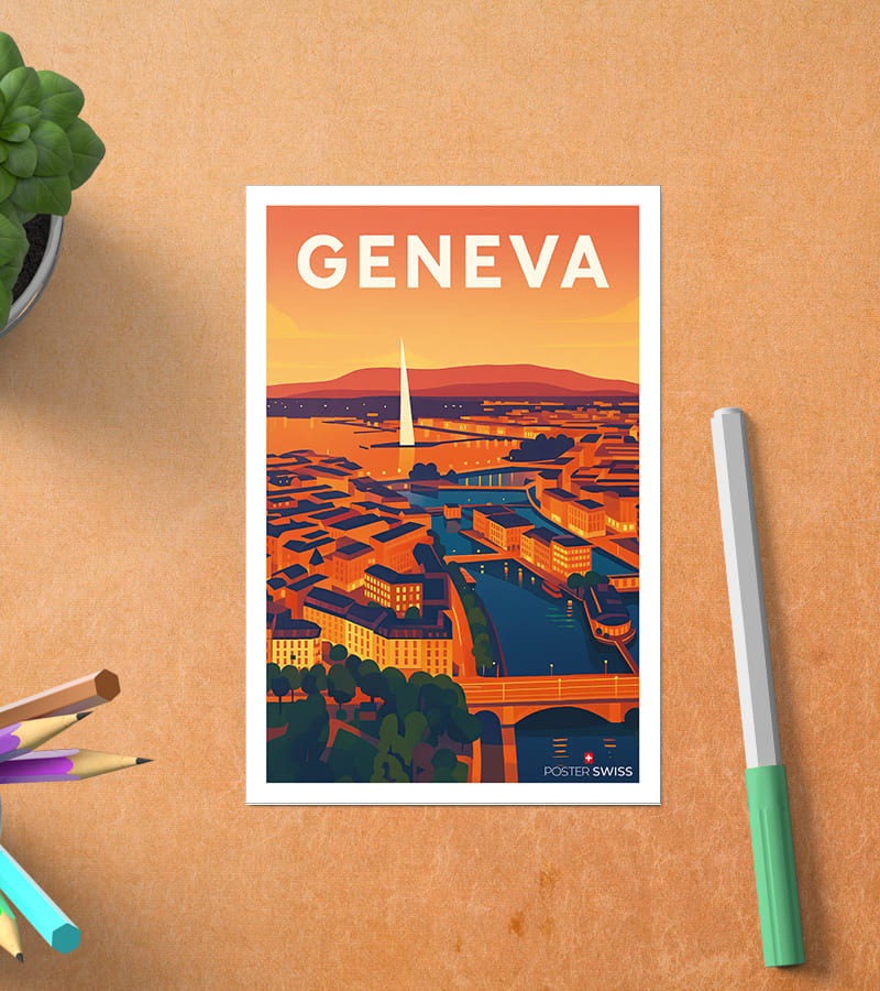 Carte Postale Vintage Geneva