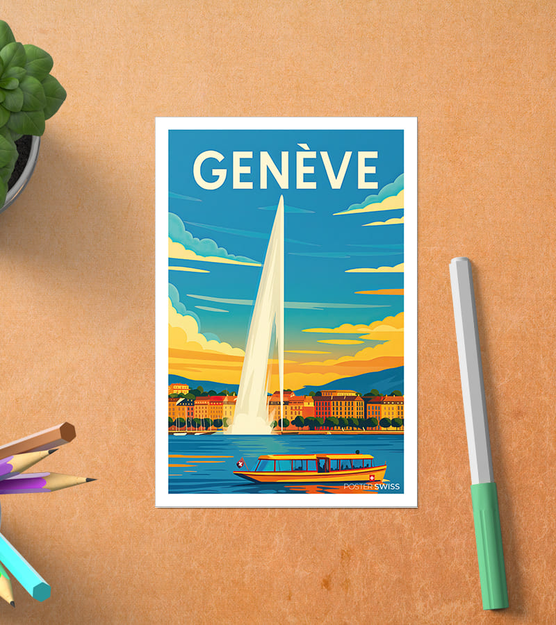 Carte Postale Jet d eau Genève