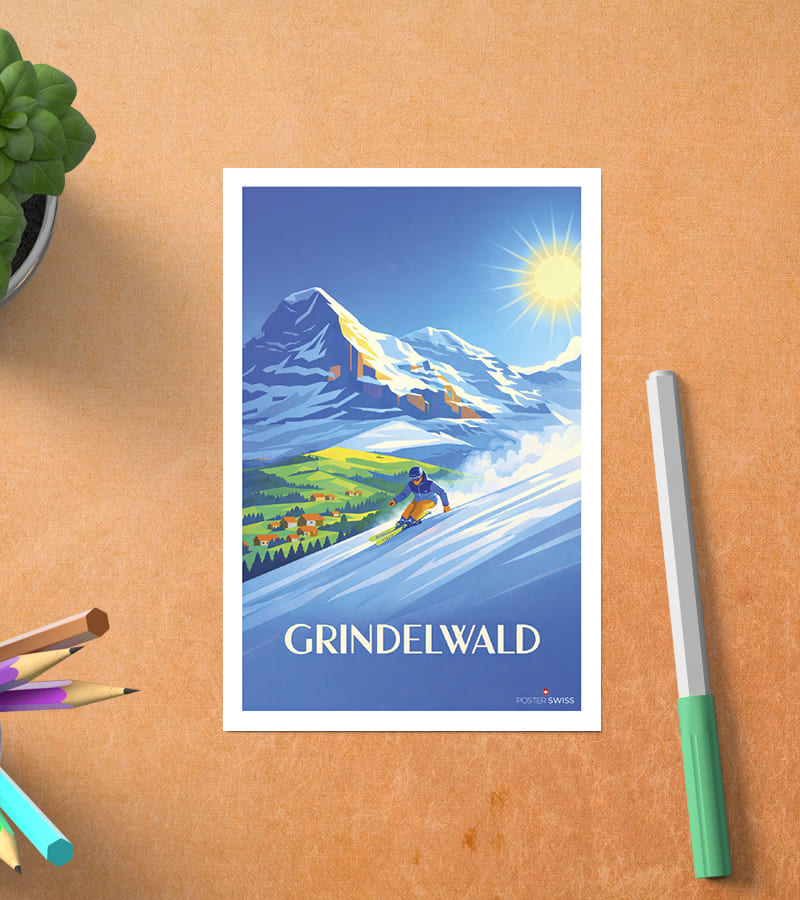 Carte Postale Grindelwald Ski