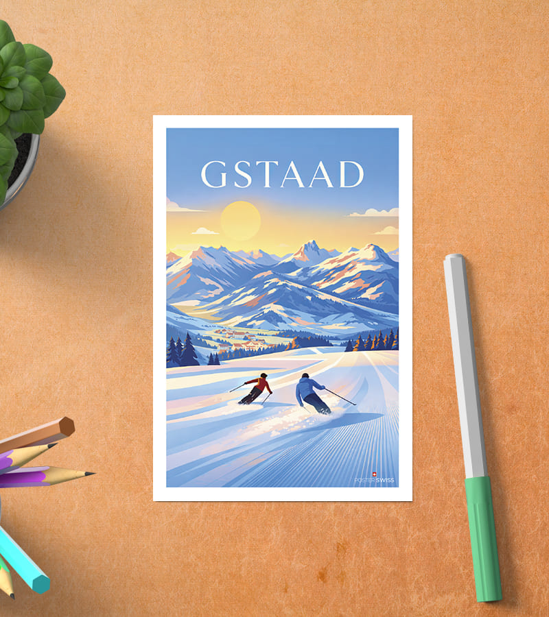 Gstaad Ski Postkarte