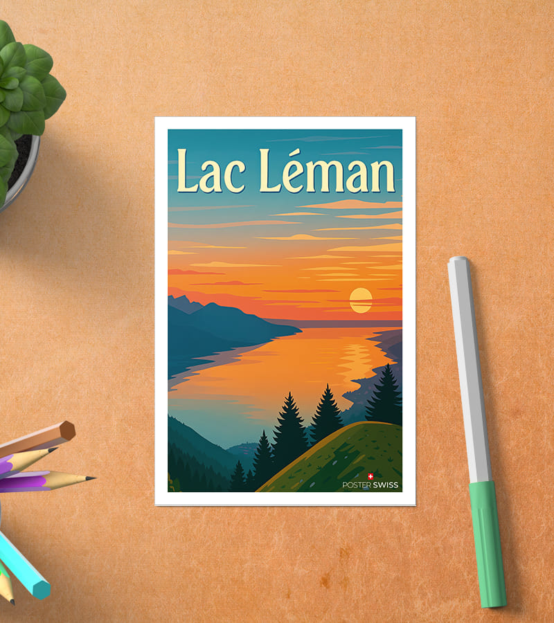 Carte Postale Lac Léman Vintage