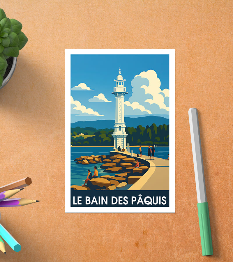 Carte Postale Vintage Le Bain des Pâquis