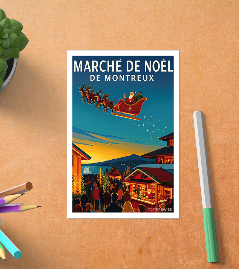 Carte Postale Marché de Noël Montreux