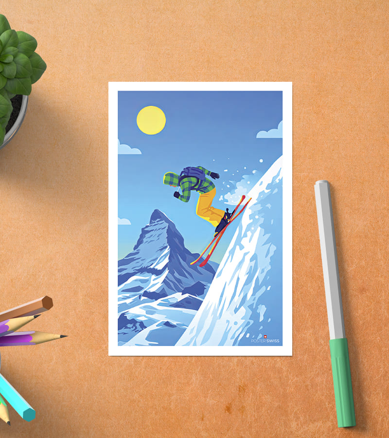 Schweizer Ski-Postkarte