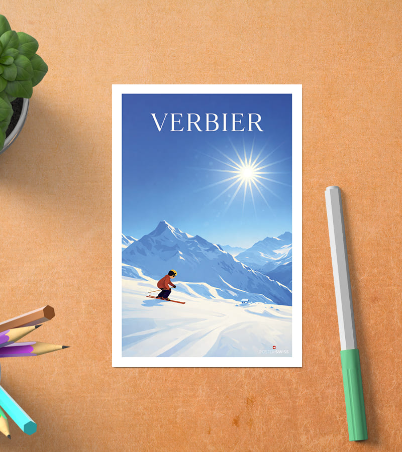 Verbier Ski Postkarte