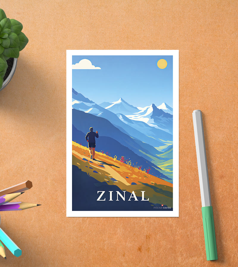 Vintage Zinal Postkarte