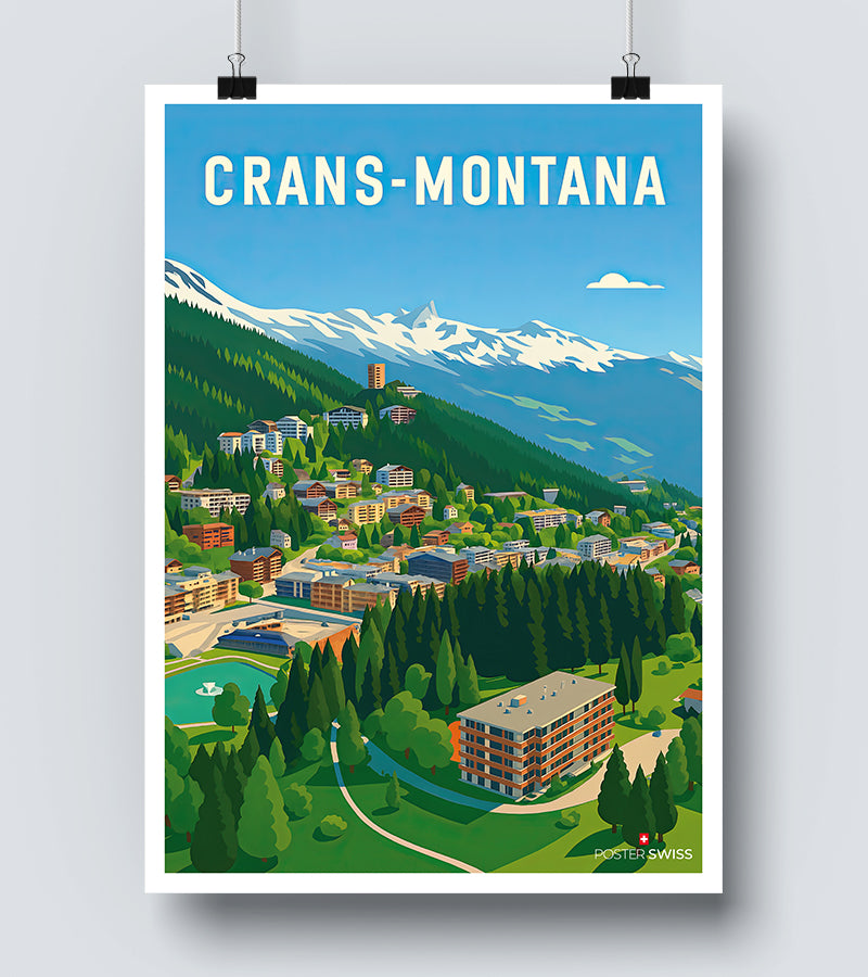 Affiche Crans Montana Vintage