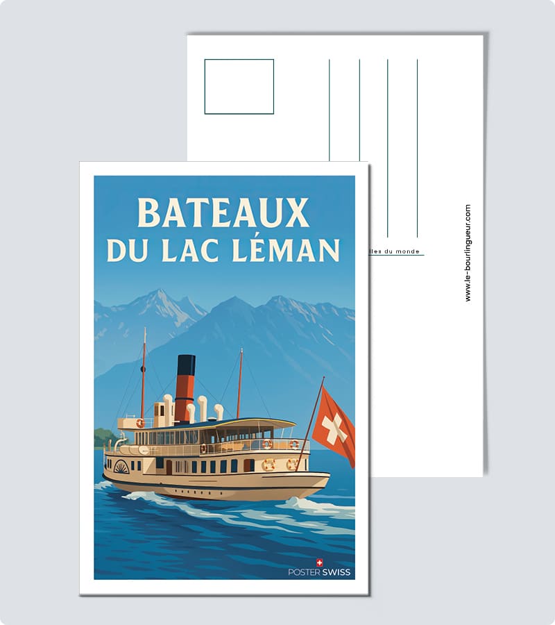 Carte Postale Bâteau sur Lac Léman