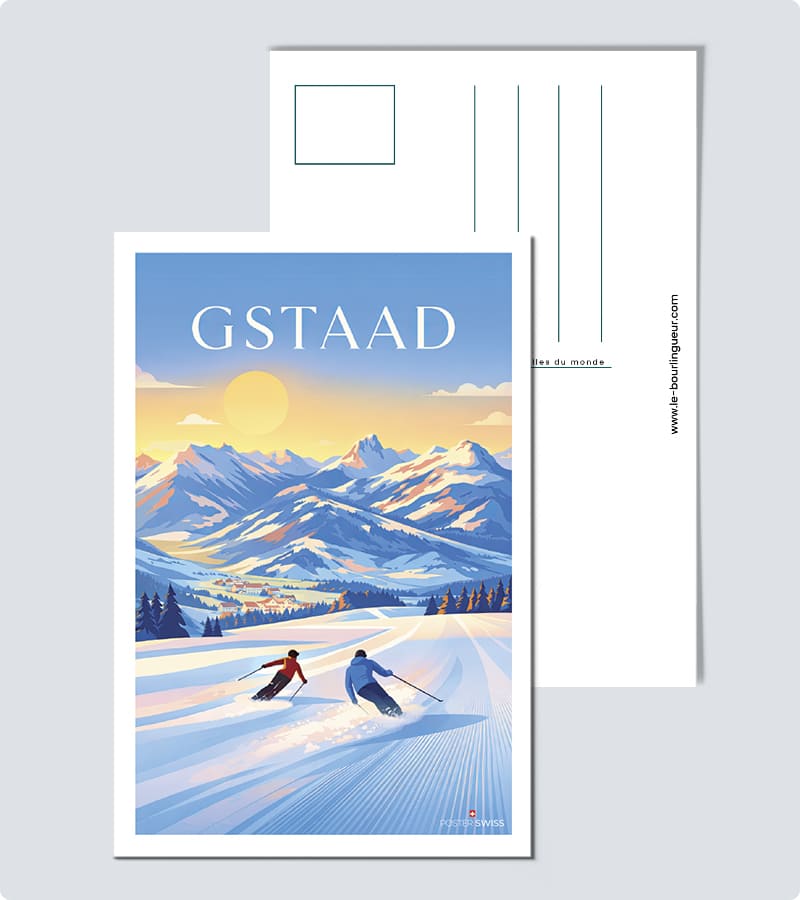 Gstaad Ski Postkarte