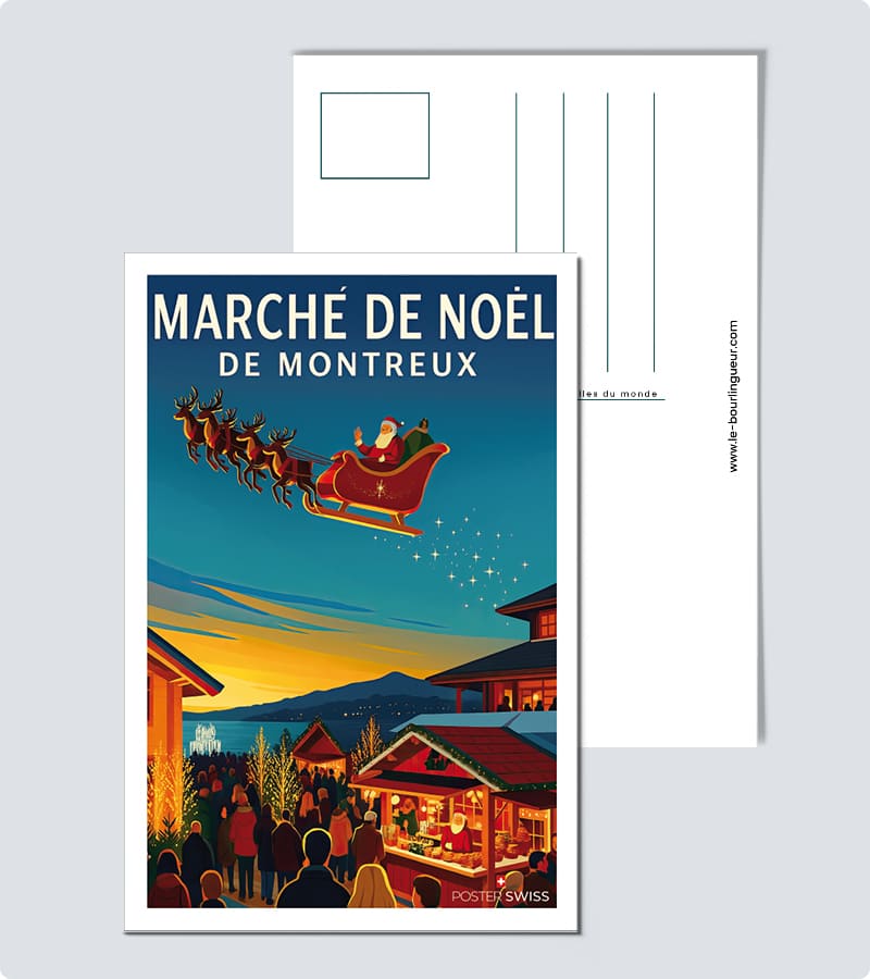 Carte Postale Marché de Noël Montreux