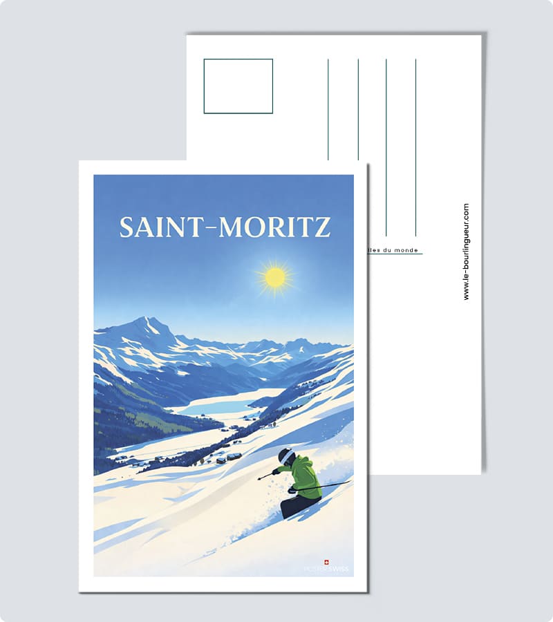 Postkarte St. Moritz Ski