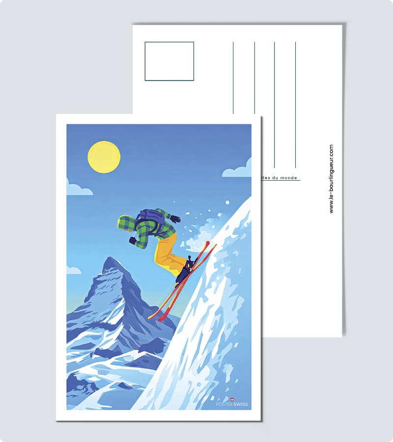 Schweizer Ski-Postkarte