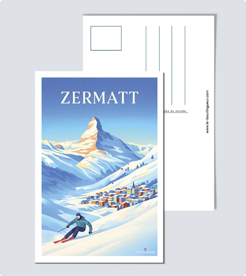 Postkarte Zermatt Ski